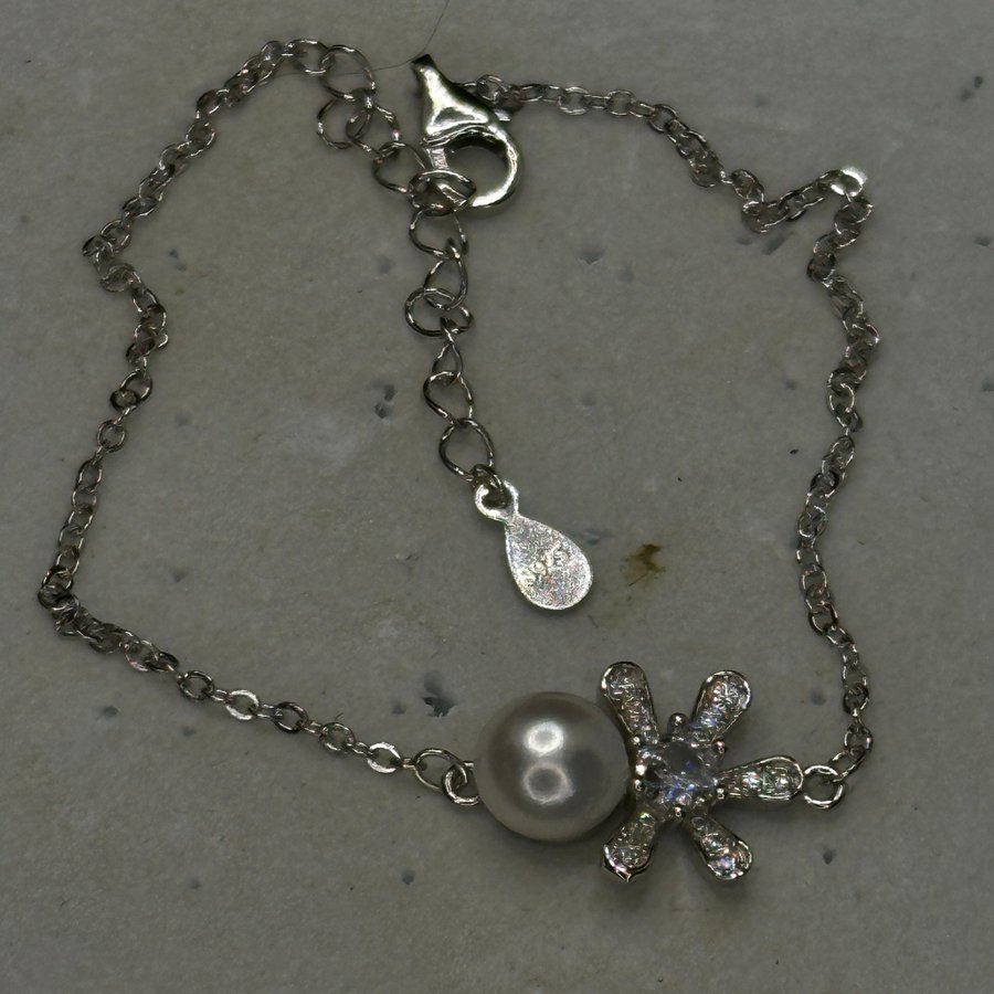 Äkta 925 silver Armband med Pearl