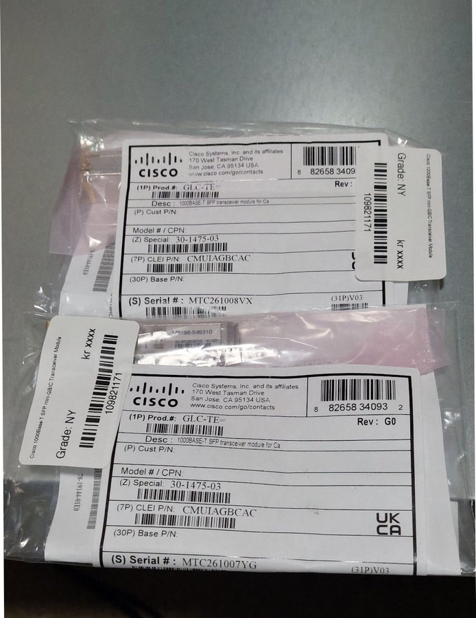 2 st Cisco 1000BASE-T SFP transceiver rj45