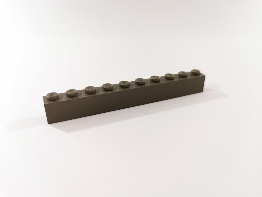 Lego - bit - bas - brick - 1x10 - part 6111 - mörkgrå (old dark gray)