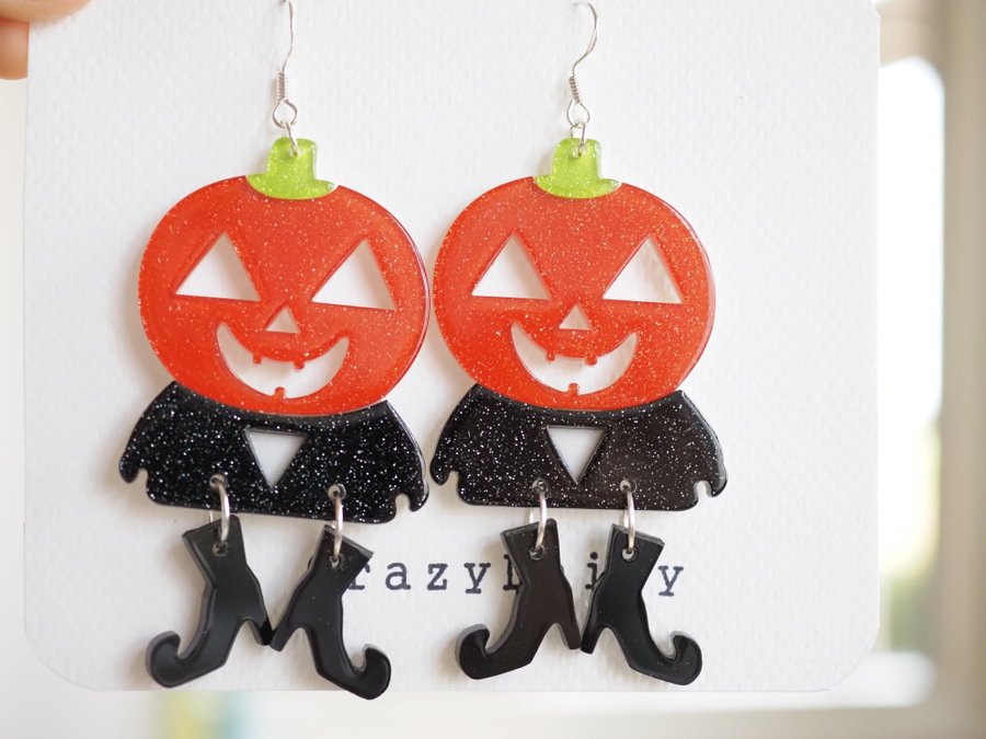 Mister halloween pumpkin earring - Halloween earrings