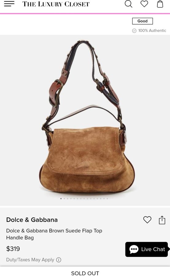 Dolce  Gabbana Brown Suede Flap Top Handle Bag