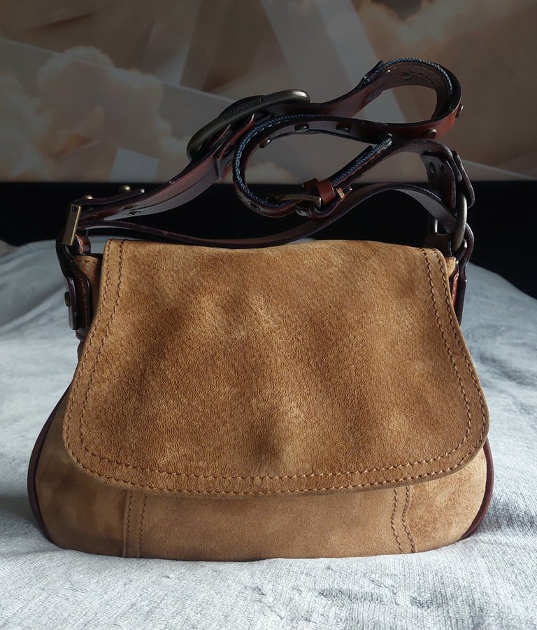 Dolce  Gabbana Brown Suede Flap Top Handle Bag