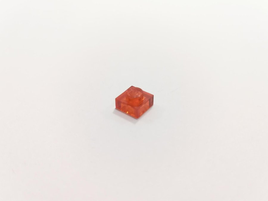 Lego - transparent - plate - 1x1 - part 3024 - röd (trans red)