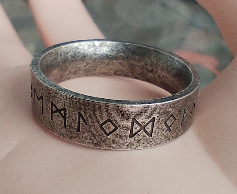 Runor Vikingaring Stålring Rostfritt stål 316L Ring 17.5