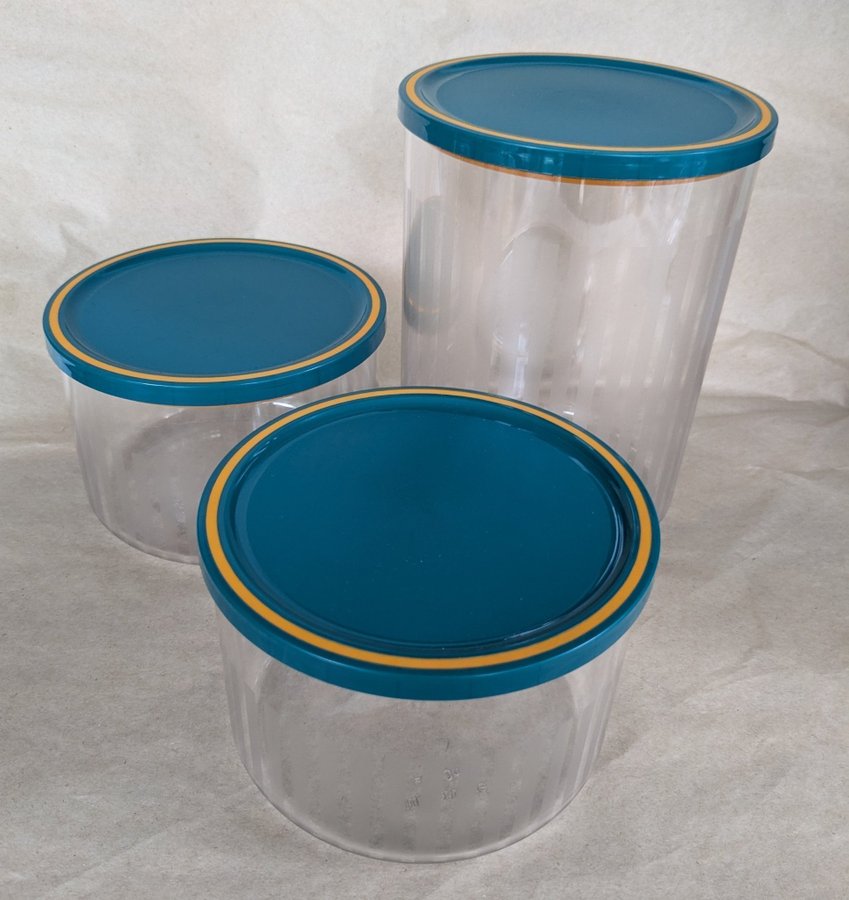 Tupperware Columbus rund set kaffeburk + 2 mindre burkar Nya