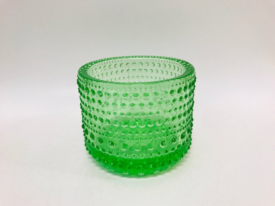 Iittala Kastehelmi ljuslykta i äppelgrön glas Oiva Toikka