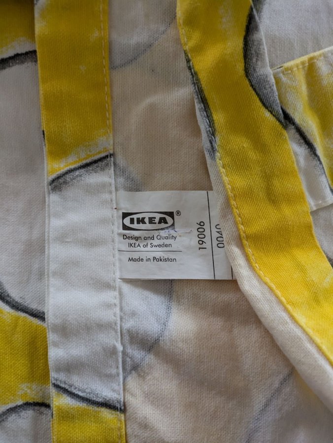 Gul IKEA Gardin textil / tyg med äggmönster, retro / vintage