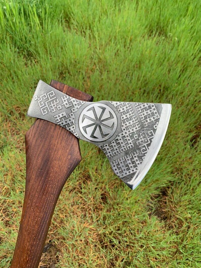 Axe Viking axe with etching Steel hiking axe Camping hatchet Hunting Axe