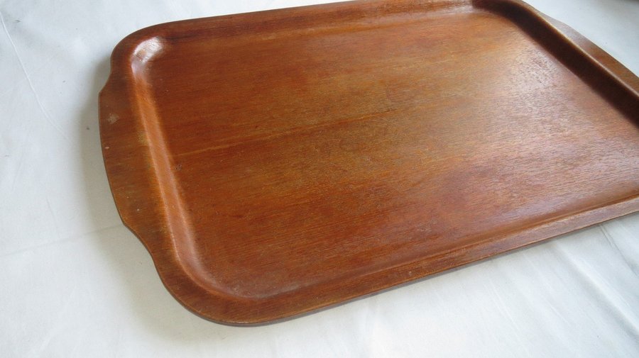 SILVA - RETRO - SERVERINGSBRICKA FRUKOSTBRICKA BRICKA M HANDTAG / TEAK MAHOGNY