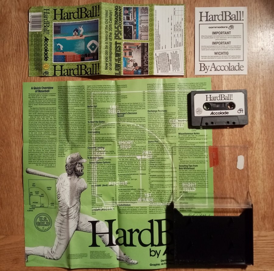 HardBall! (US Gold - Accolade) ->TESTAD<- Commodore 64 / C64 Spel