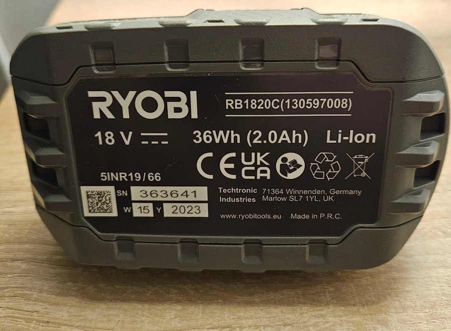 Ryobi ONE+ 2,0Ah batteri