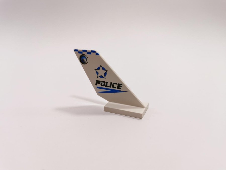 Lego - tryck - tail - bakdel - vinge - part 6239 - police - vit