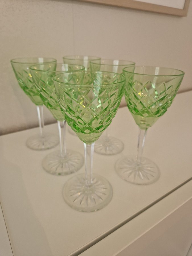 6 st Gröna vinglas uran glas