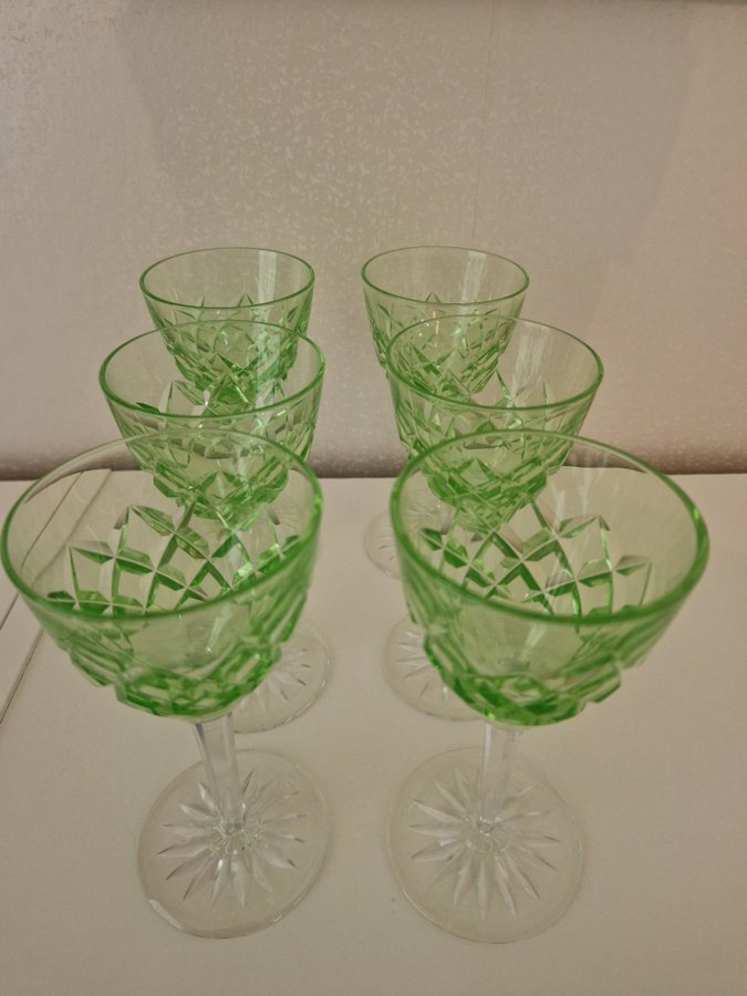 6 st Gröna vinglas uran glas