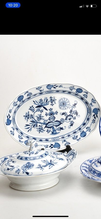 Meissen  ”Lökmönstret / Blue Onion/ stekfat 40 Cm perfekt skick