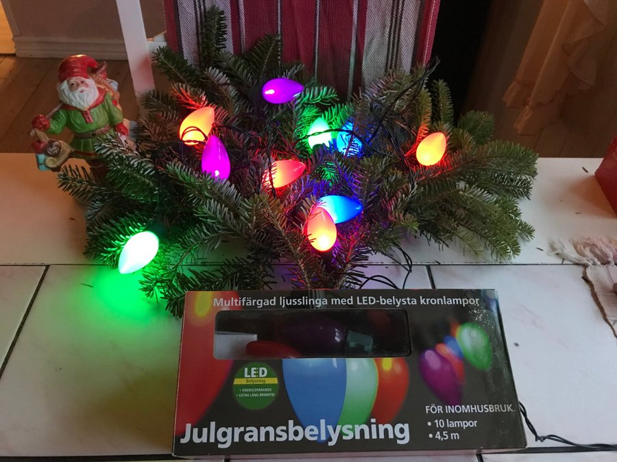 KULÖRT LJUSSLINGA JULGRANSBELYSNING NY RUSTA VINTAGE JUL BELYSNING