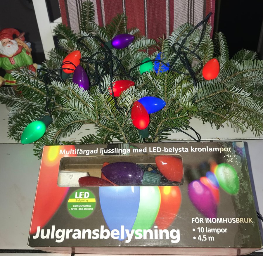 KULÖRT LJUSSLINGA JULGRANSBELYSNING NY RUSTA VINTAGE JUL BELYSNING