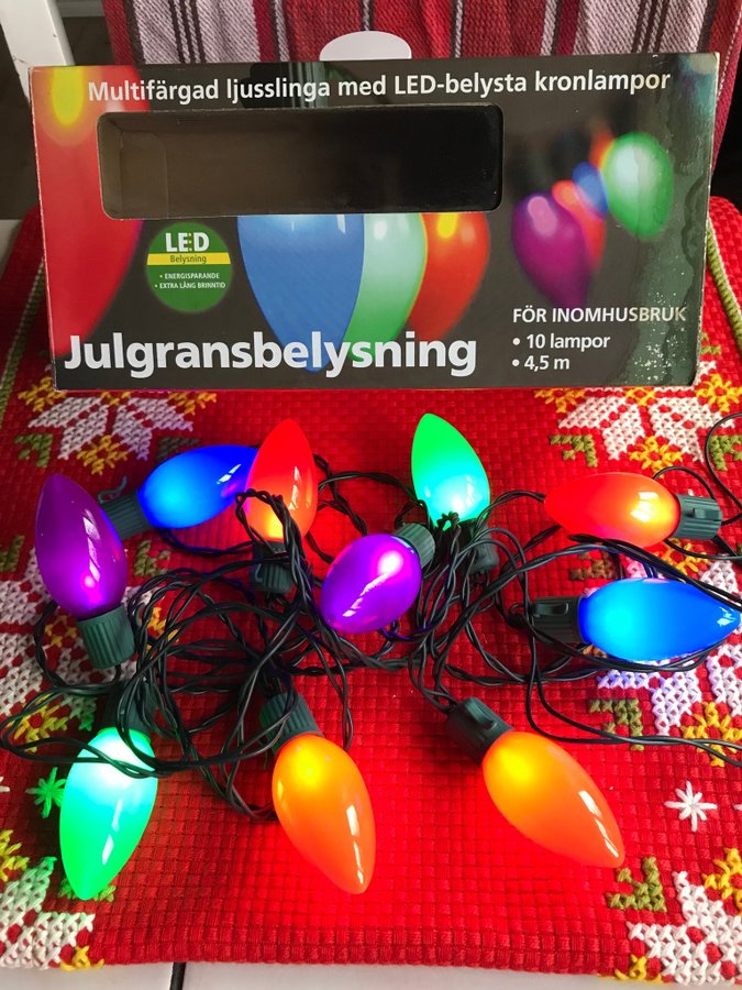 KULÖRT LJUSSLINGA JULGRANSBELYSNING NY RUSTA VINTAGE JUL BELYSNING