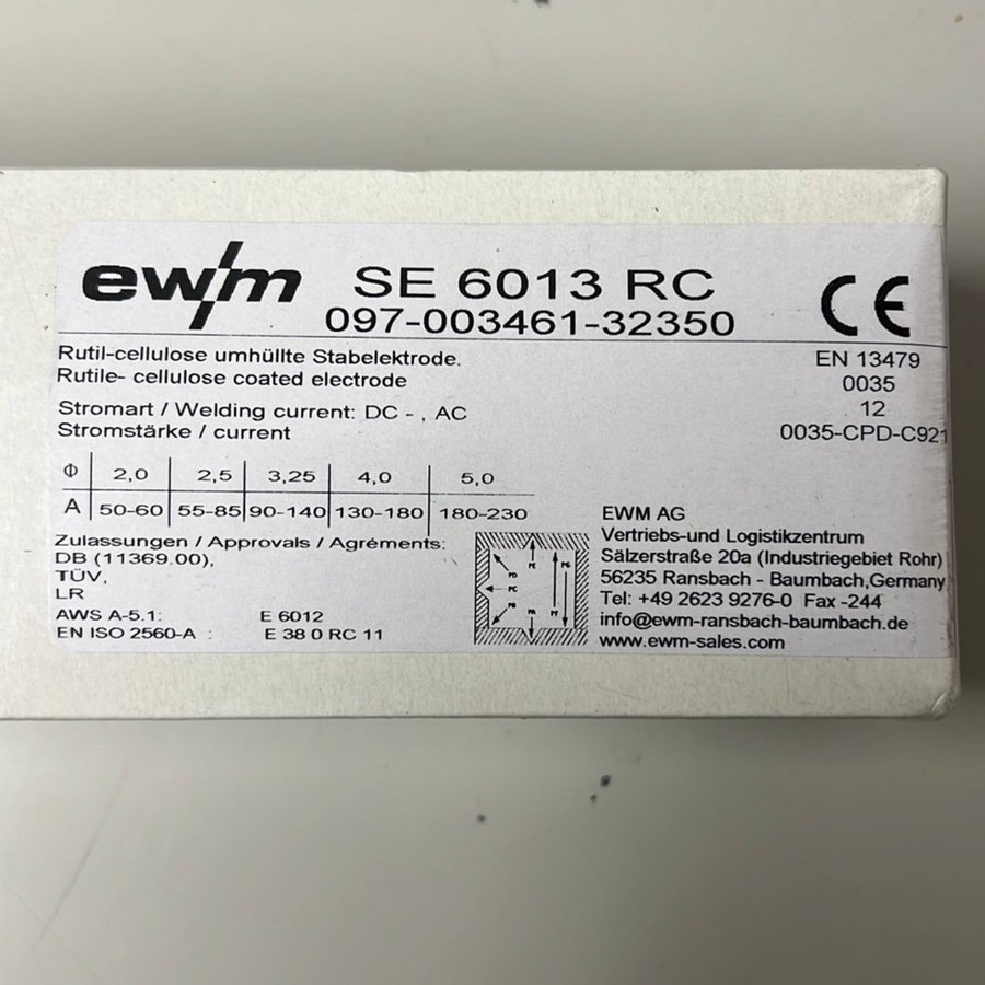 5kg svetselektrod 2,5mm EWM SE 6013 RC