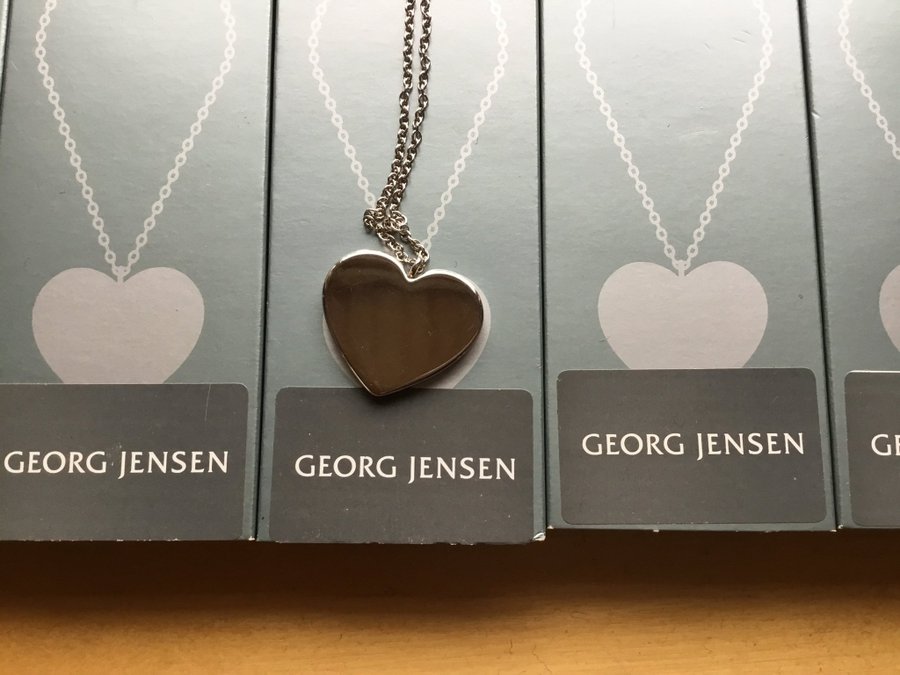 6 st Georg Jensen Hjärtan Ornament. Platinabelagda.