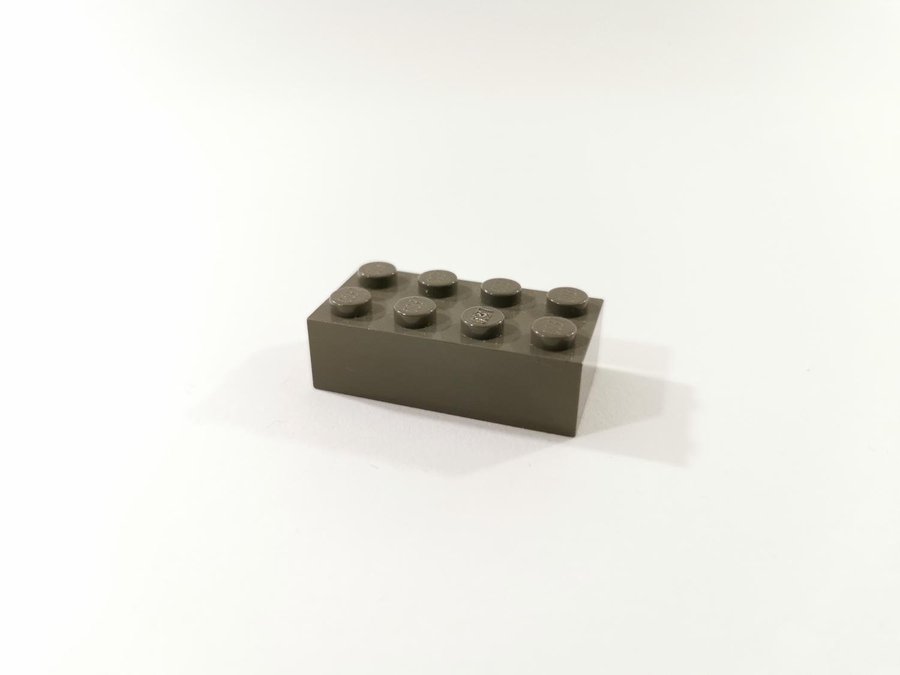 Lego - bit - bas - brick - 2x4 - part 3001 - mörkgrå (old dark gray)