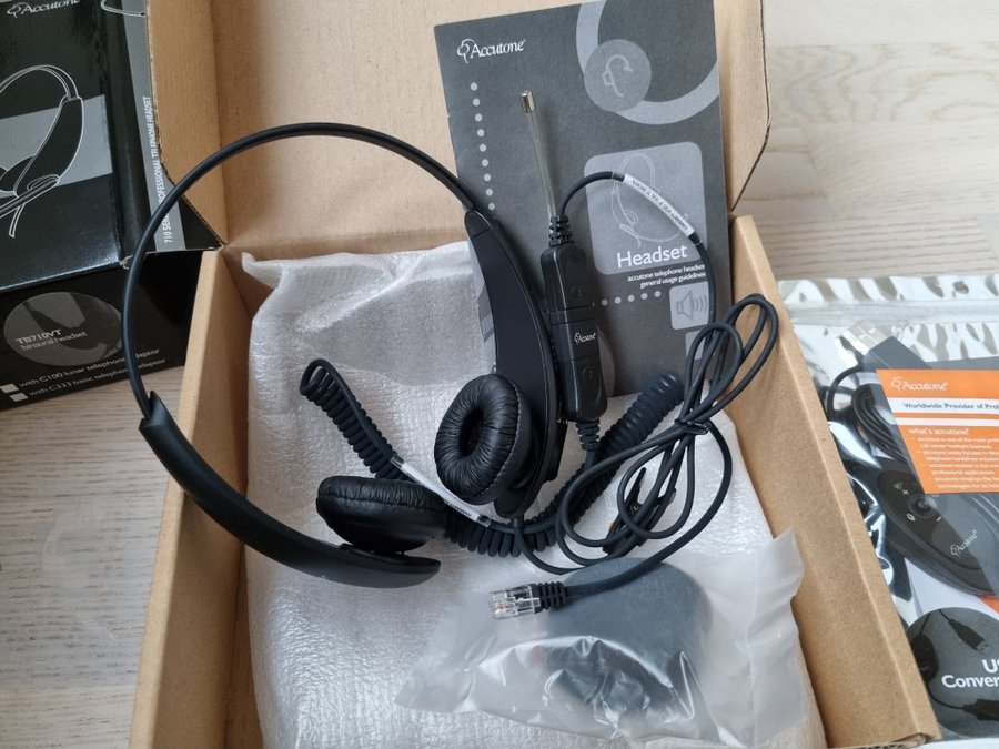 Accutone telephone stereo headset till call center, reception osv (NY)