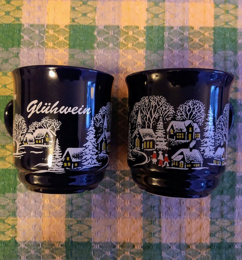 2 st. Glöggmugg Glühwein Mugg Krus Becher från Tyskland Deutschland. Jul.