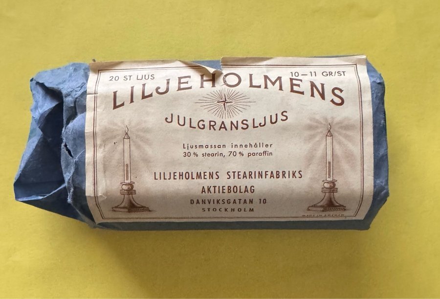 Förpackning med Liljeholmens julgransljus