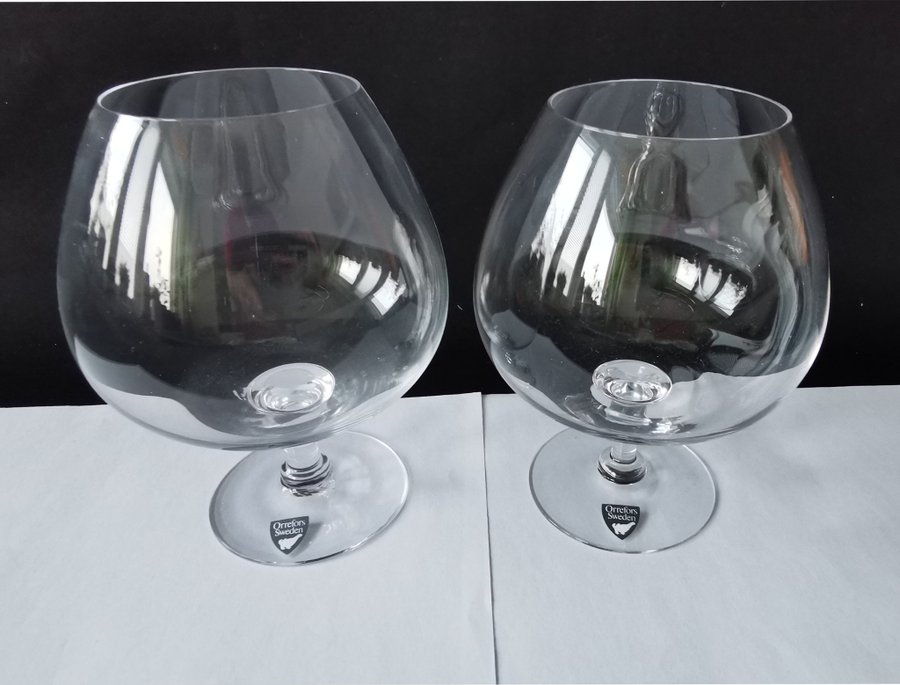 2 st Orrefors Cognaq/Konjak glas -* Arne * Design Nils Landberg