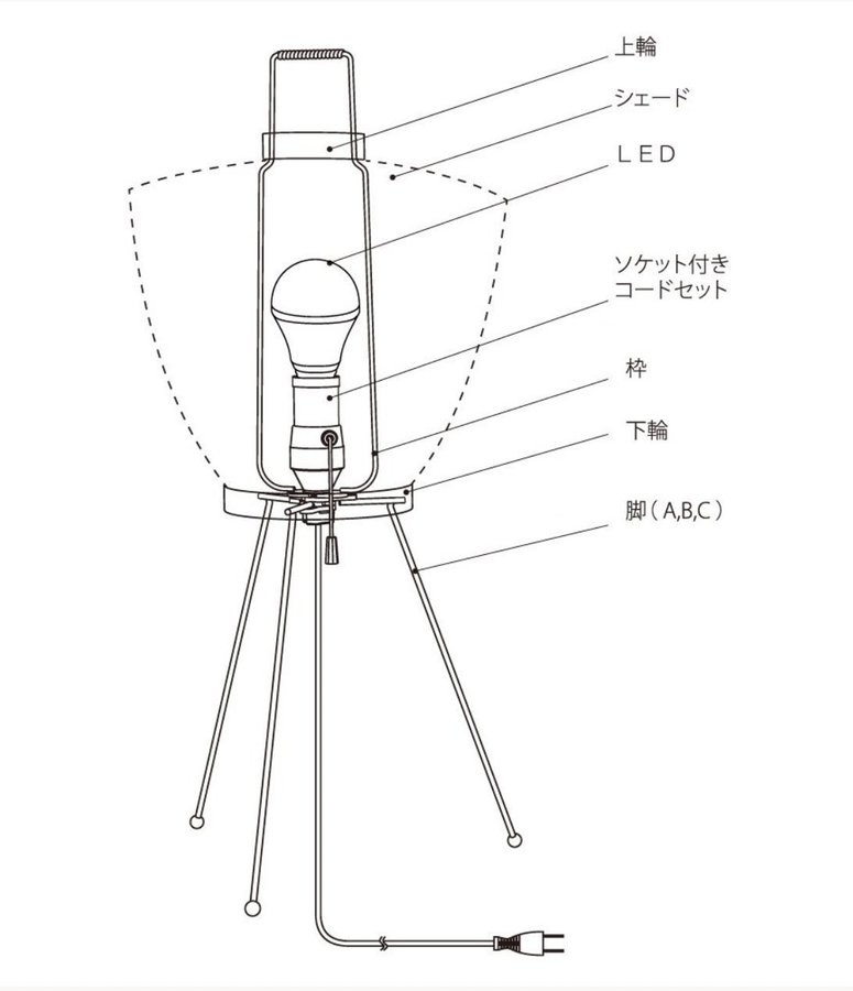 Isamu Noguchi Akari 3AD bordlampan