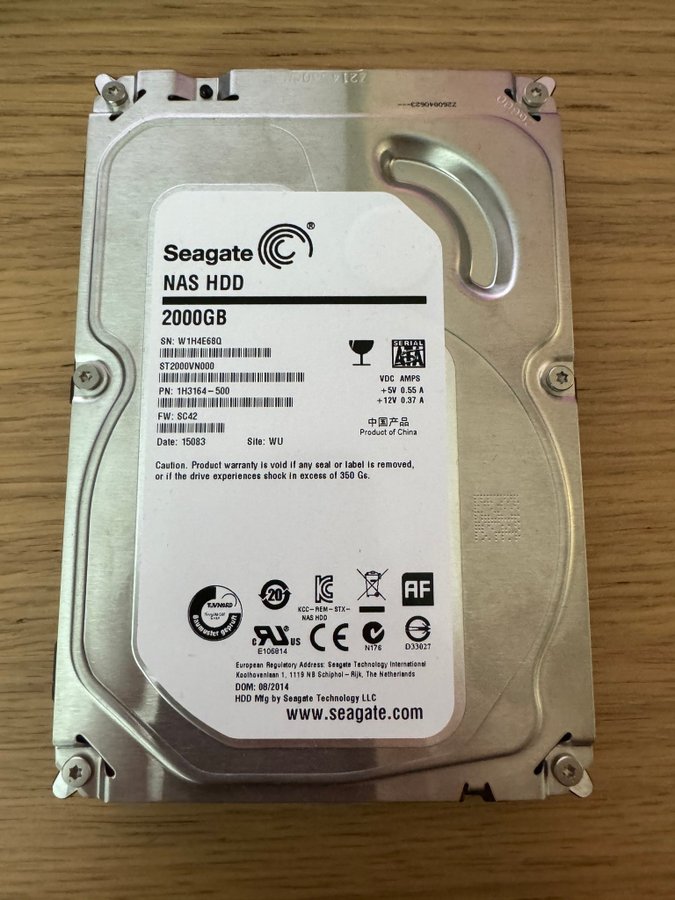 Seagate hårddisk 2TB NAS HDD 2000GB (2TB)