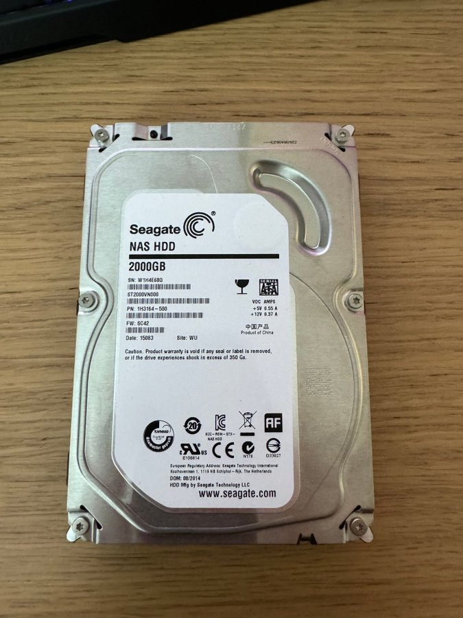 Seagate hårddisk 2TB NAS HDD 2000GB (2TB)