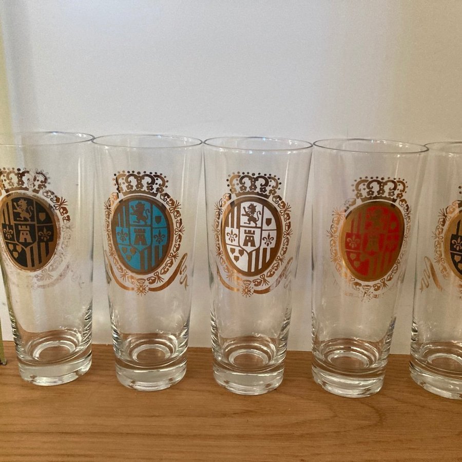 5 stora glas / vintage Belgien 1960-tal / Lion crest