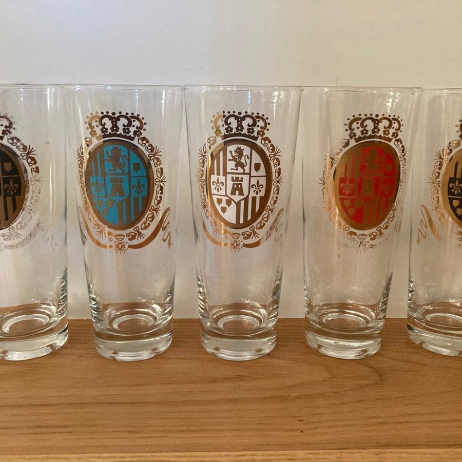 5 stora glas / vintage Belgien 1960-tal / Lion crest