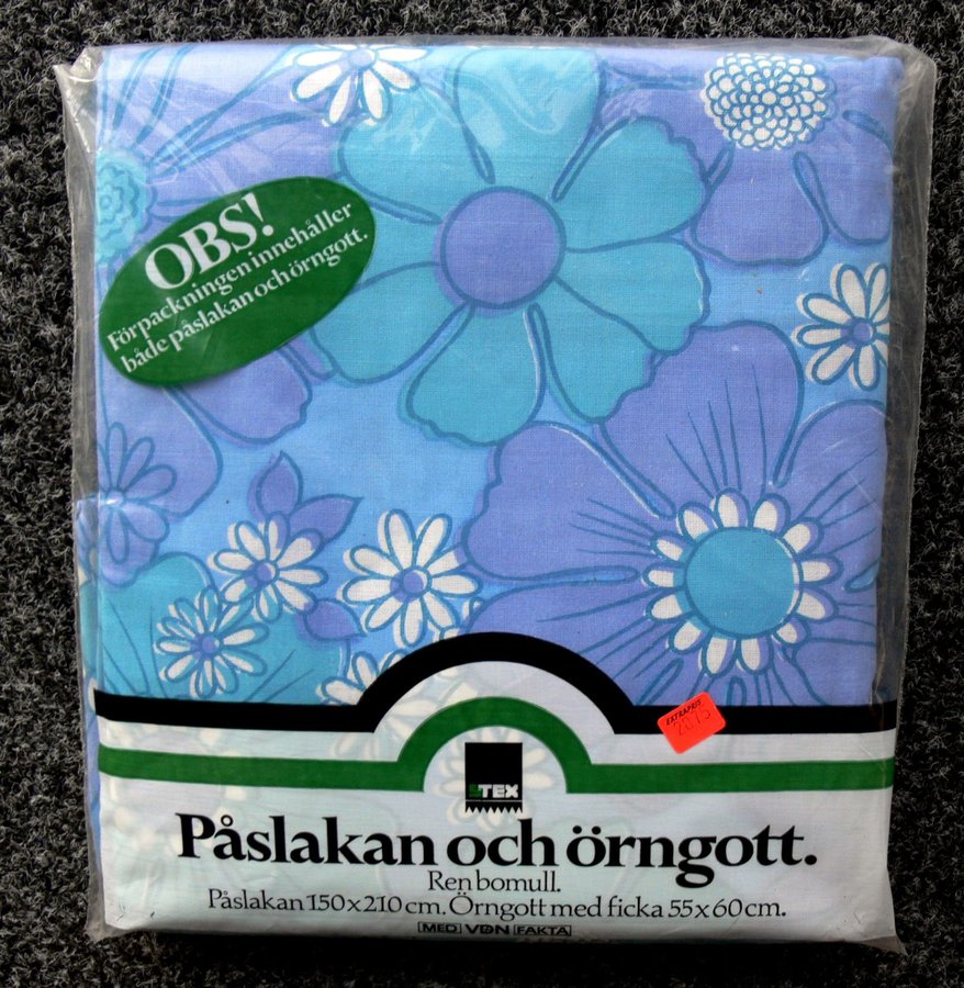 Vackra färgglada påslakan och örngott, 70-tal, retro, nya i förpackning