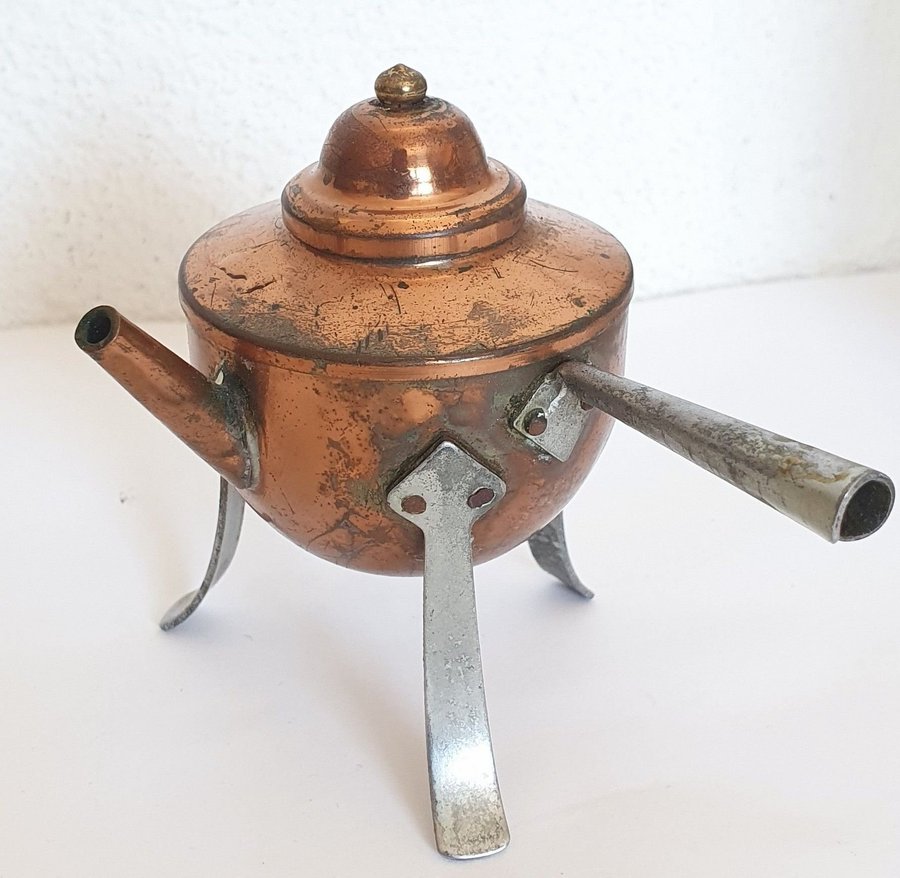 GAMMAL MINI KAFFEPANNA TREFOT KOPPAR COPPER COFFEE POT