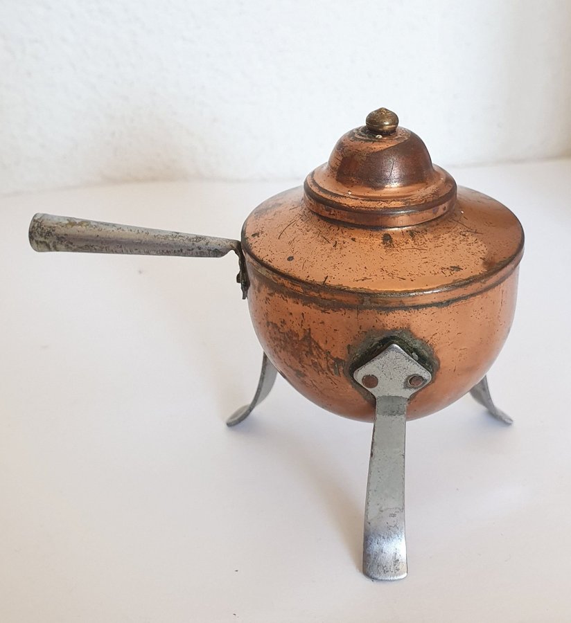 GAMMAL MINI KAFFEPANNA TREFOT KOPPAR COPPER COFFEE POT