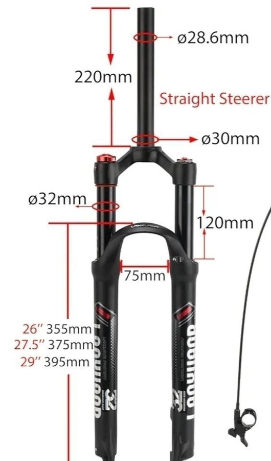 Framgaffel till 29" luftfjädring från LANXUANR