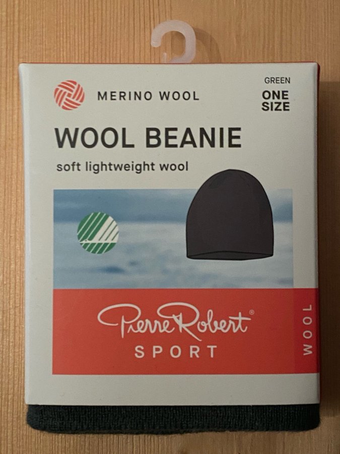 PIERRE ROBERT MERINO WOOL BEANIE GRÖN MÖSSA NY PLOMBERAD FÖRPACKNING!