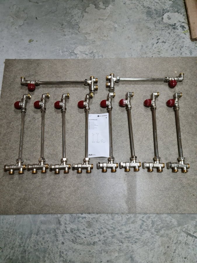 10 st TA Radiatorkoppel 2-rörs Tworett TRV-2S rak, till radiatorhöjd: 40 cm