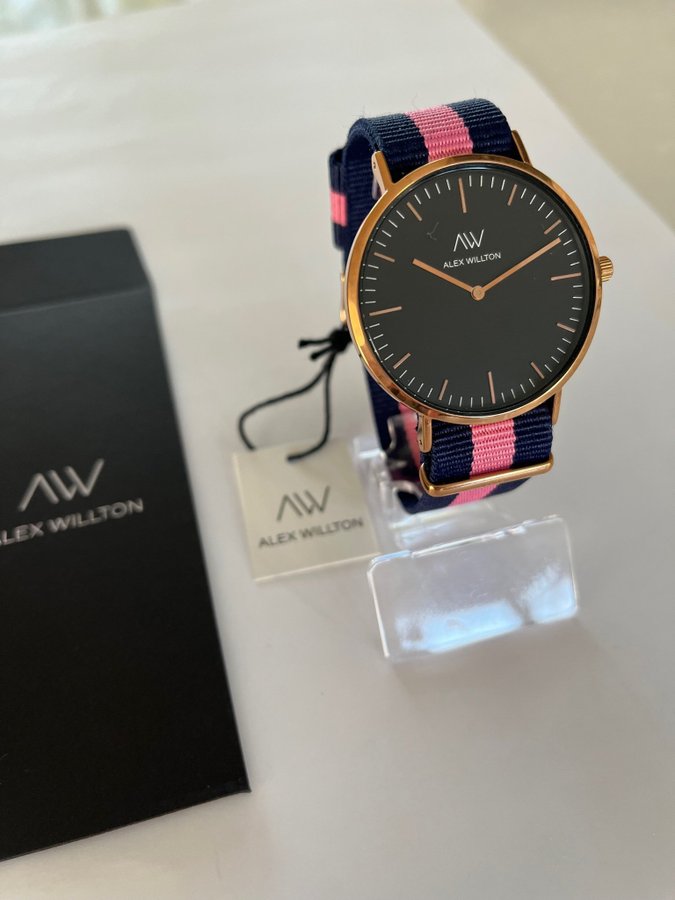 ALEX WILLTON WATCH Brighton 40 mm Rosé guld med Blå Rosa Nato Band