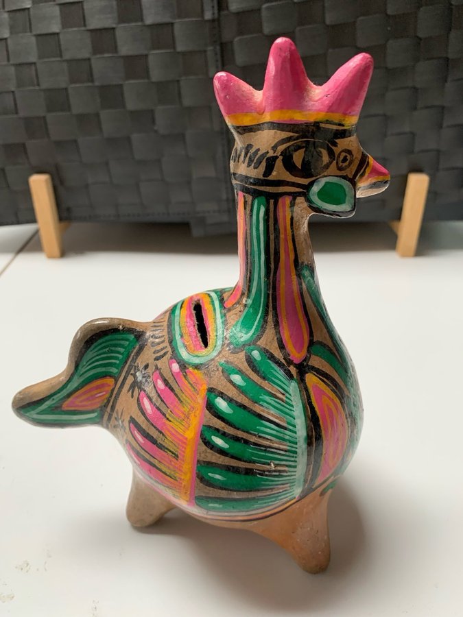 Meixican folk art vintage mid century coin bank bird sparbössa fågel