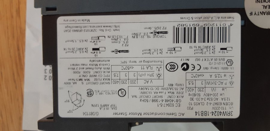 Mjukstart Siemens 3RW4024-1BB14