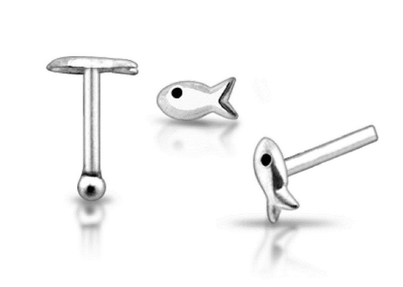 1 st. Fiskformad näspiercing i Sterling silver(k)