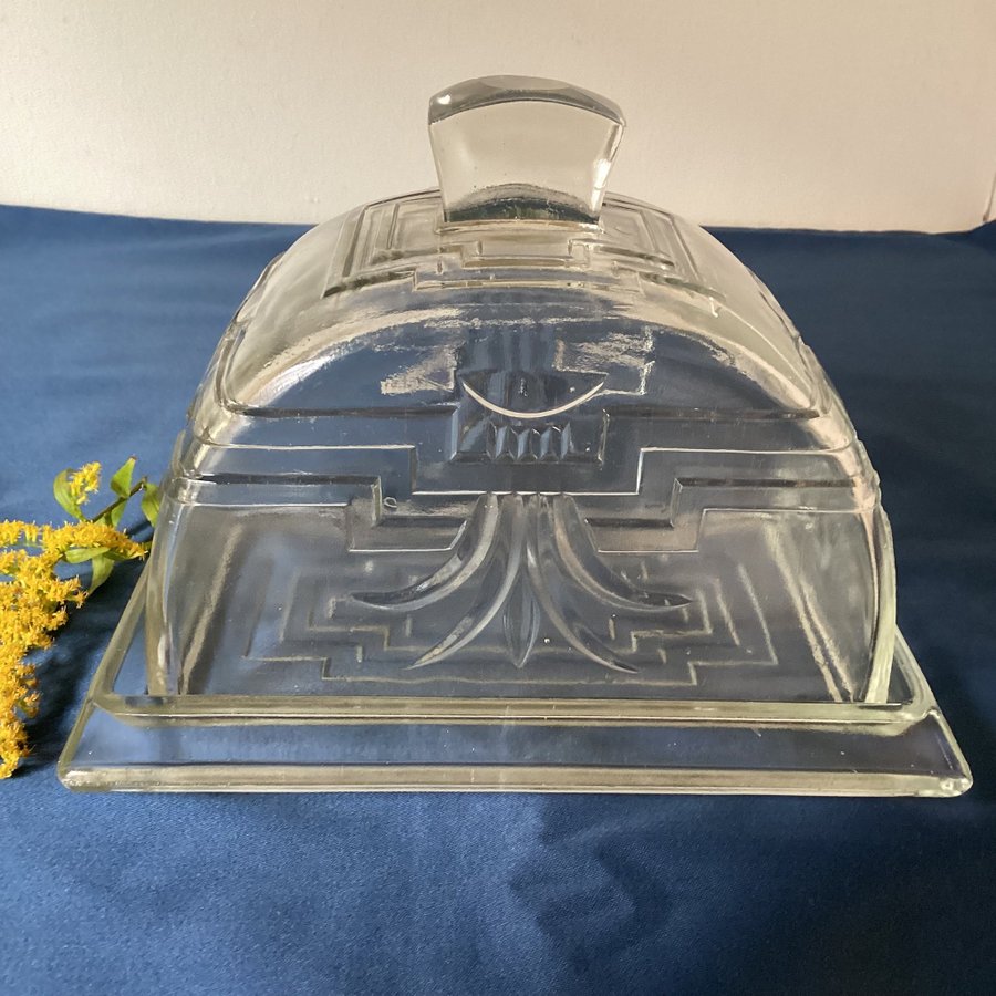 Äldre OSTKUPA GLAS EWALD DAHLSKOG KOSTA Art Deco 1930-tal Kupa Ost Bric