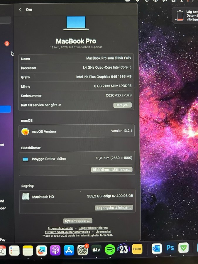 MacBook Pro 13 tum, 2020