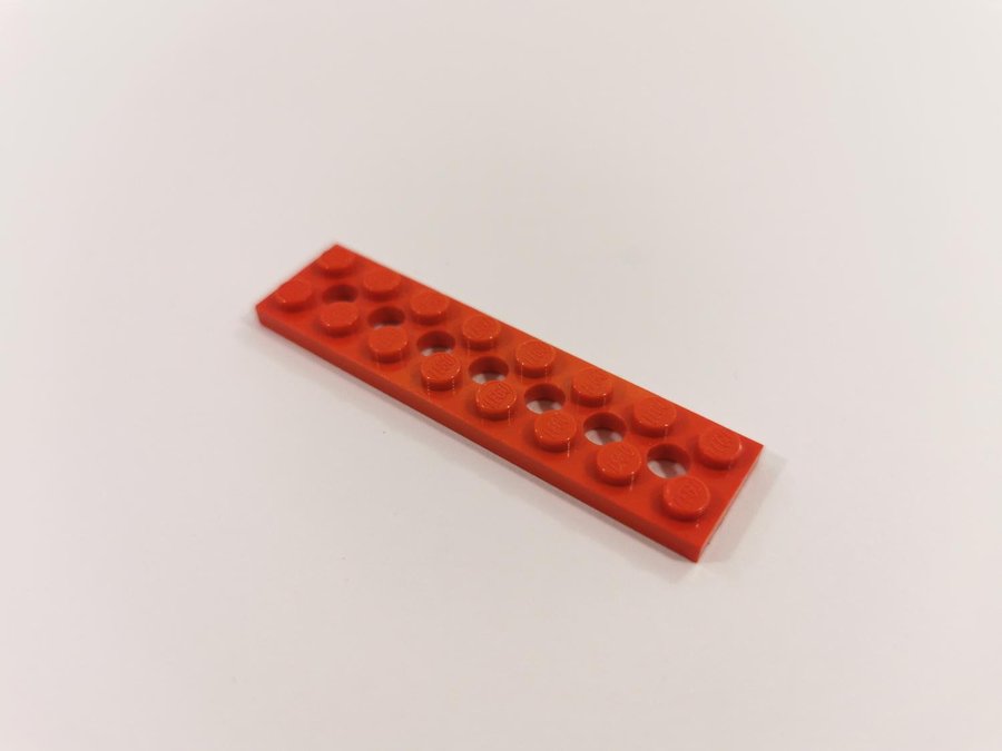 Lego - technic - bit med hål - 2x8 - part 3738 - röd