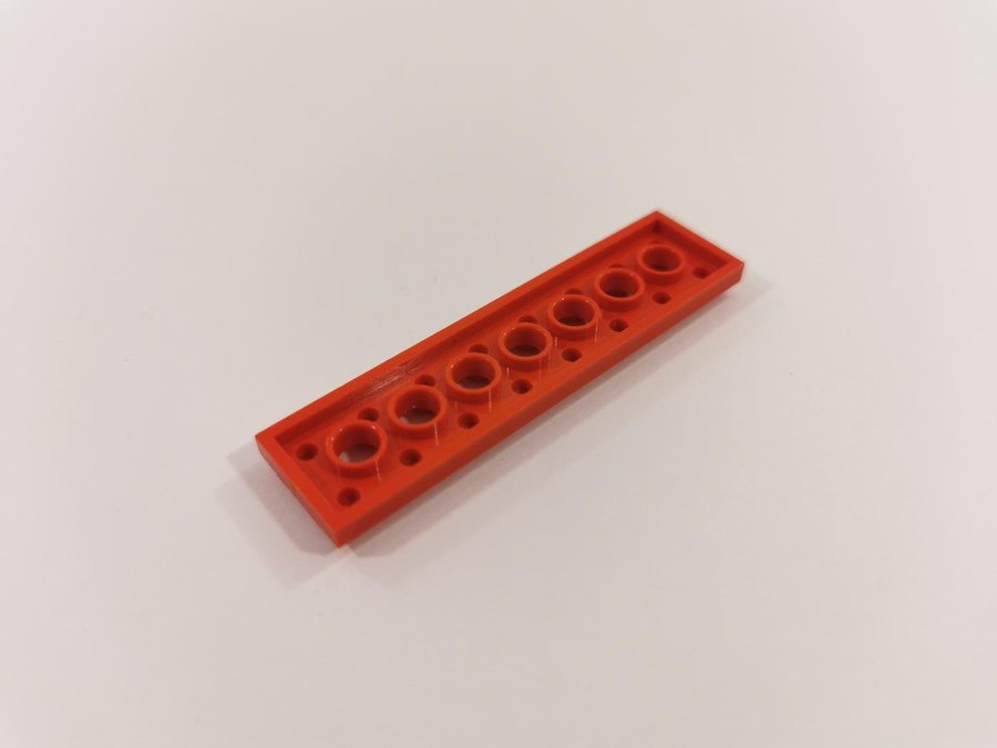 Lego - technic - bit med hål - 2x8 - part 3738 - röd