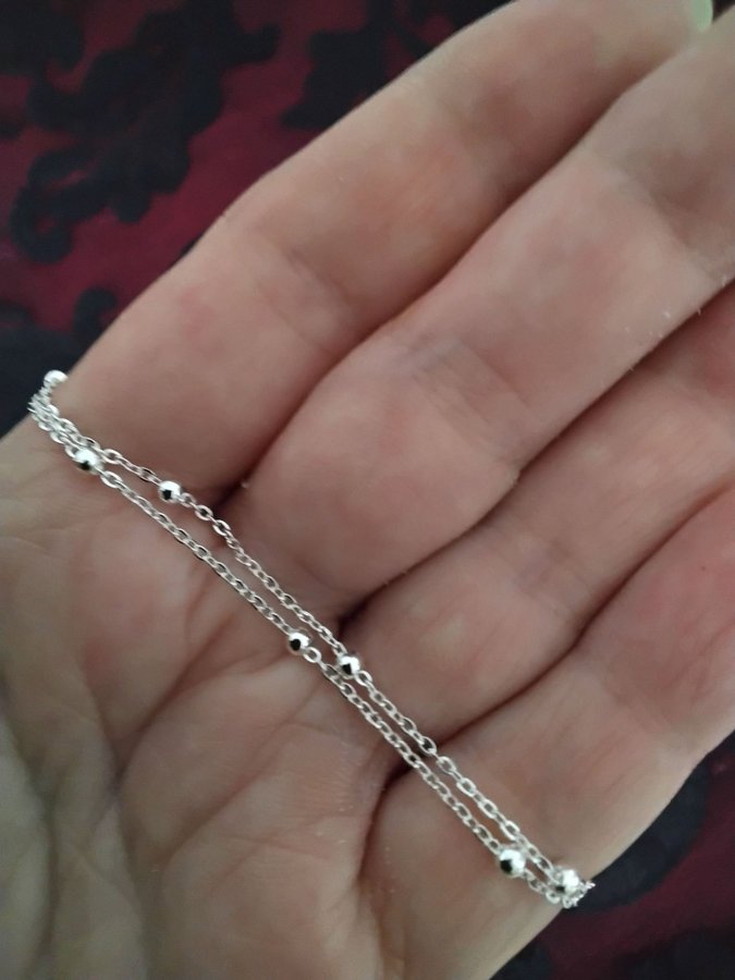 Silverhalsband sterling S925 kors med nyckelbenskedja silverpläterat S925