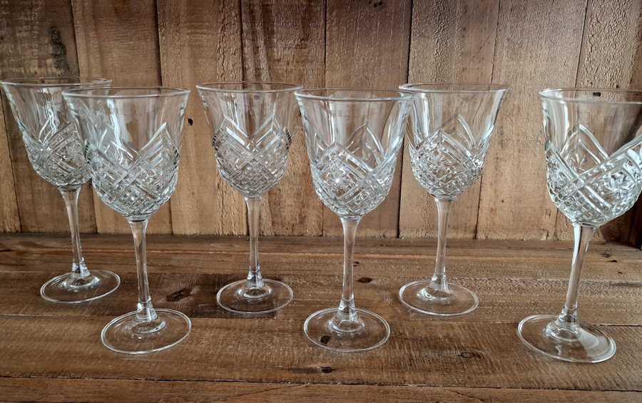 Cristal Darques France Altesse 6 st rödvinglas vintage kristall vinglas